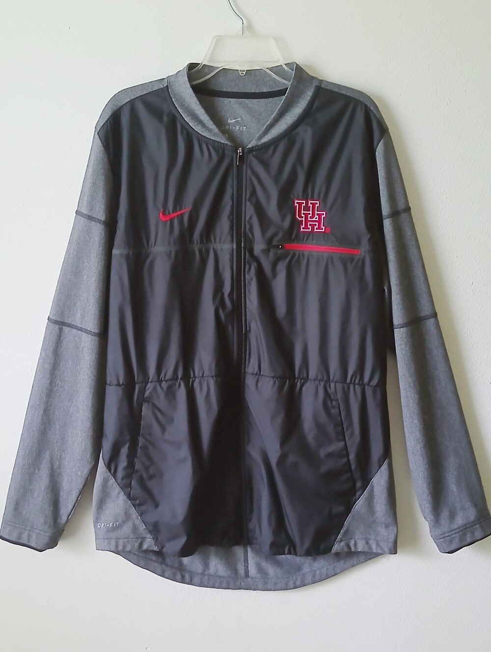 Nike Men's Black and Gray Windbreaker Nike Shield Full Zip Houston Cougars